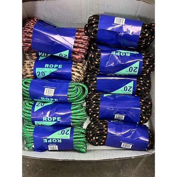 3 T.W Evans 3/8" inch x 20' feet Diamond Braided POLY ROPE Assorted Colors - Picture 2 of 3